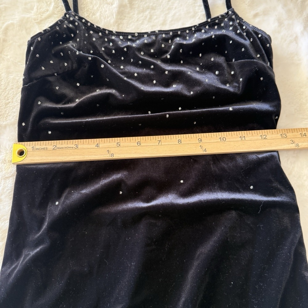 90s Y2K Rampage Black Velvet Glitter Bodycon Midi Dress Small Formal Prom - Picture 10 of 11